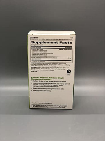 Probiotic Solutions Suporte para Gerenciamento de Peso com 25 Bilhões de UFCs | Contém Cepas de Probióticos Vivos e Ativos Estudadas Clinicamente, Vegetariano, Sem Glúten | 30 - GNC