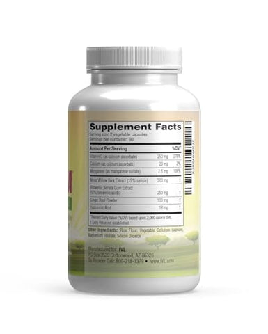 OsteoHA Fórmula para Saúde das Articulações – Suplementos para Suporte da Saúde das Articulações – com Ácido Hialurônico – Flexibilidade, Mobilidade, Estilo de Vida – com Boswellia, Vitamina C (120 Cápsulas Vegetais) - IVL