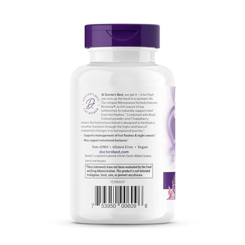 Doctor's BEST - Doctor’s Best Menopausa Suporte para Mulheres, NovaSoy, Cohosh Preto – 60 Cápsulas