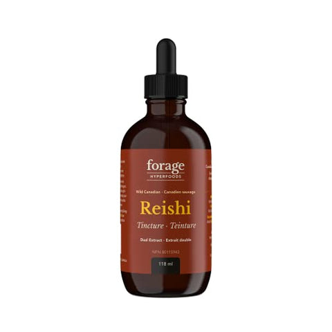 Extrato Líquido de Superalimento de Cogumelo Reishi Selvagem Canadense Original, Vegano, Não-OGM, Melhora o Sistema Imunológico e a Resposta ao Estresse, Calmante Natural, 100ml - Forage Hyperfoods