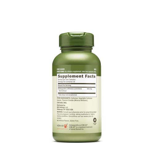 Herbal Plus Ashwagandha 600mg – Suporte para Alívio do Estresse, 60 Cápsulas - GNC