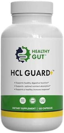 Healthy Gut,LLC - HCL Guard para um Intestino Saudável | Promove a Função Digestiva Saudável | Betaina Hidroclorídrica, Raiz de Gengibre Orgânico e DGL