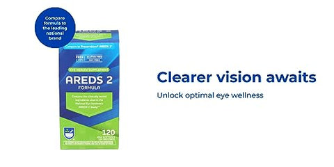 AREDS 2 Softgels – 120 cápsulas, Suporte Macular para Saúde dos Olhos e Visão, Contém Luteína, Vitamina C, Zeaxantina, Zinco - Rite Aid