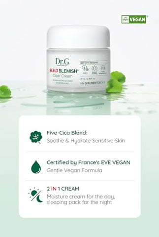 SUDIVA - Dr.G RED-BLEMISH CLEAR CREAM 70ml – Solução Hidratante para Pele com Vermelhidão