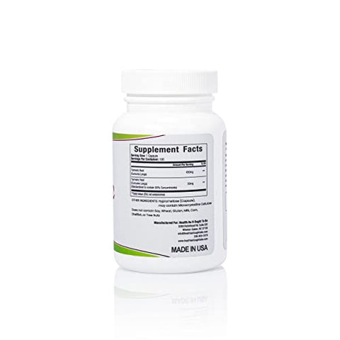 Cápsulas de Cúrcuma Fresca 500 mg | Extrato Padronizado para Efeito Ótimo | 100 Cápsulas - Health As It Ought To Be