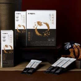 H HEBLIS - [HEBLIS] Extrato de Ginseng Negro Coreano e Platycodon Branco, Energético, Suporte Imunológico, Sticks de Mel de Ginseng
