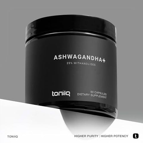 52,000mg 40x Extrato Concentrado – 25%% Withanolides – Cápsulas de Ashwagandha de Ultra Alta Potência – Colheita Selvagem na Índia – Altamente Concentrado e Bioacessível – Marca Toniiq - Toniiq
