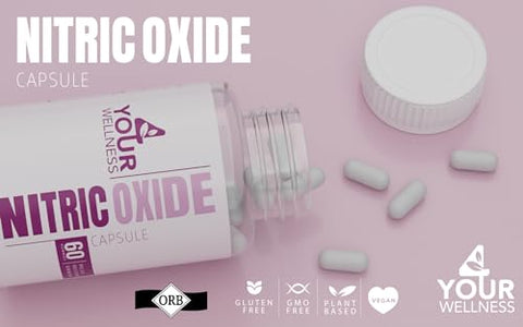 4 Your Wellness - Suplemento Óxido Nítrico, Aumentando Produção de Óxido Nítrico e Pressão Sanguínea, Sem Glúten, Não-OGM, Kosher (60)