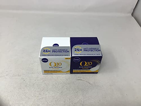 NIVEA - Nivea Q10 Creme Facial Dia FPS 15 + Creme Facial Noite, 50 ml – Redutor de Rugas