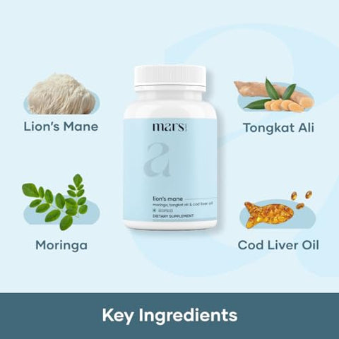 mars by GHC - GHC Lion’s Mane Caps (60N) – Pack of 3: Mars com Pó de Moringa e Tongkat Ali – 180 cápsulas (60g)
