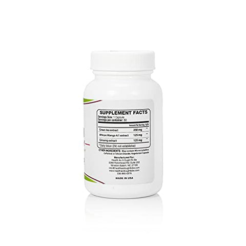 Health As It Ought To Be - Leptin Syn3rgy: Cápsulas de Chá Verde, Manga Africana e Ginseng | Saúde Como Deve Ser | 60 Cápsulas