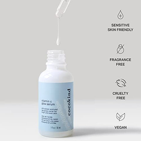 Serum Vitamina C Glow com Ácido Azelaico e Caviar de Uva Marinha para Pele Radiante e Uniforme, 30ml - Cocokind