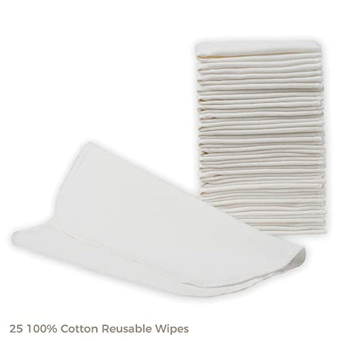 Nora's Nursery - Nora’s Nursery – Lenços Reutilizáveis para Bebê, Lenços de Pano Laváveis, 25 Folhas em um Pacote de Lenços de Pano para Bebê, Lenços Reutilizáveis 100% Algodão