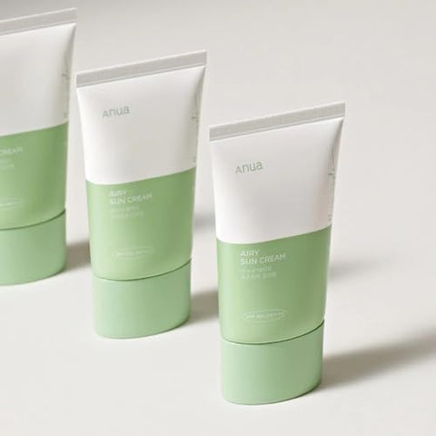 Airy Sun Cream SPF 50 – Proteção Solar com Textura Leve 50ml | Sem Resíduos, Hidratação - ANUA