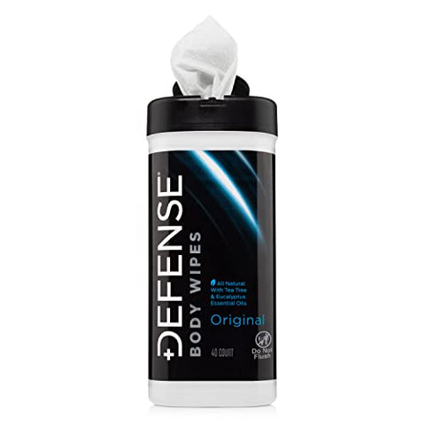 Defense Soap - Defesa Soap Body Wipes com Óleo de Tea Tree 100% Natural e Óleo de Eucalipto | Pós-Treino, Esportes, Luta, Acampamento, Lenços de Banho para Homens e Mulheres. 40 Unidades (Pacote com 4)