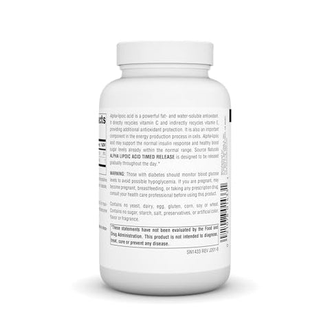 Ácido Alfa Lipóico, Proteção Antioxidante de Liberação Prolongada* – 120 Comprimidos de Liberação Prolongada - Source Naturals