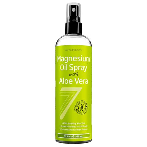 Spray de Magnésio com Aloe Vera – Menos Coceira – Use como Desodorante em Spray de Magnésio – Fabricado nos EUA – Tenha Cabelos Saudáveis - Seven Minerals