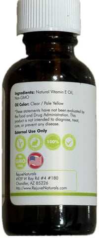 RejuveNaturals - Óleo de Vitamina E Pura 100% – 30ml | Benefícios para a pele e cabelo