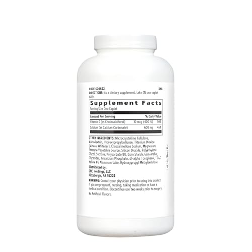 Calcium 600 + Vitamina D3-500 Cápsulas (500 Porções) – Fortaleça seus ossos com a marca GNC - GNC
