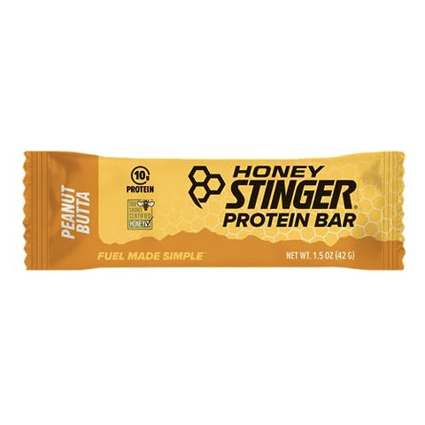 Barra de Proteína | Peanut Butta | Alimento Rico em Proteínas para Exercícios, Resistência e Desempenho | Lanche de Nutrição Esportiva para Casa | 100g - Honey Stinger