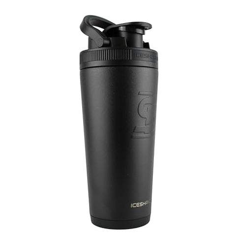 Garrafa Agitadora em Aço Inoxidável | 26oz, Preto | Mantém-se Gelado por 30 Horas | Copo Isolado com Agitador de Rosca | Copo Agitador sem Odor para Shakes de Proteína, Água - Ice Shaker