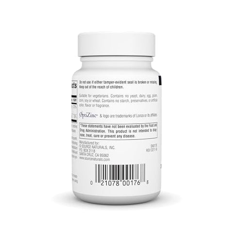 OptiZinc Complexo de Sulfato de Metionina de Zinco – 60 cápsulas de 30mg - Source Naturals