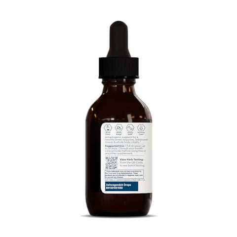Ashwagandha Drops – Suporte Cognitivo, Adrenal e Imunológico, Herbal Ayurvédico Livre de Álcool, 60ml - Ayush Herbs