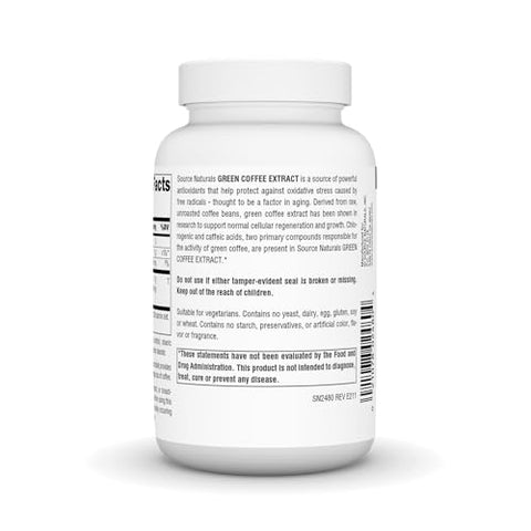 Extrato de Café Verde Energizante, Poderoso Antioxidante Natural*, Comprimido de 500 mg – 120 Comprimidos - Source Naturals