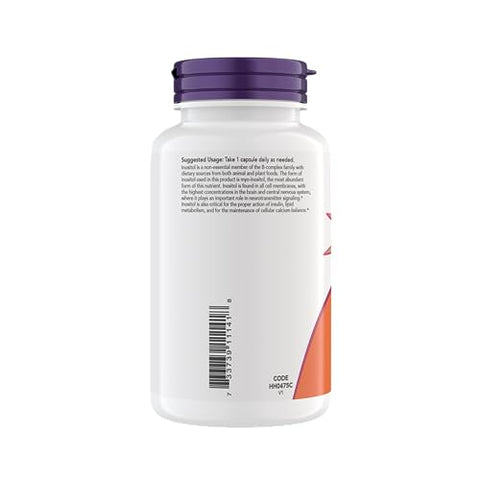NOW Foods - Now Foods Inositol 500 mg – Fórmula Superior de Mio Inositol para Função Membranar Saudável, Saúde Celular – Suporte para Mulheres – Kosher, Adequado para Veganos – 200 Cápsulas Vegetarianas