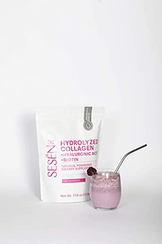 Colágeno Hidrolisado Ácido Hialurônico Biotina em Pó (Rosa) 500g - SESEN
