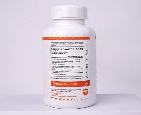 Divinity Nutra - Turmeric Curcumin com BioPerine Pimenta Preta 1400mg, Suporte Natural GLP-1, Máxima Absorção, Suplemento de Cúrcuma para Suporte Articular com 95%% Curcuminoides Padronizados C3