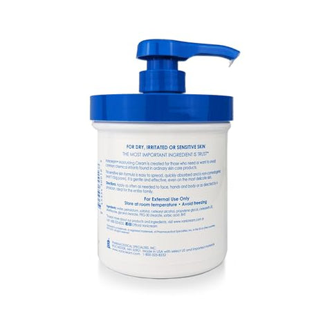 Creme Hidratante Vanicream com Dosador – 473 ml (454 g) – Fórmula sem Irritantes Comuns para Peles Sensíveis