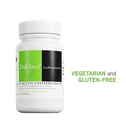 Laboratories – N-Acetyl Cysteine 500 mg – Suporte para o Sistema Imunológico e Saúde Pulmonar – Vegetariano, Sem Glúten – 90 Cápsulas - DAVINCI