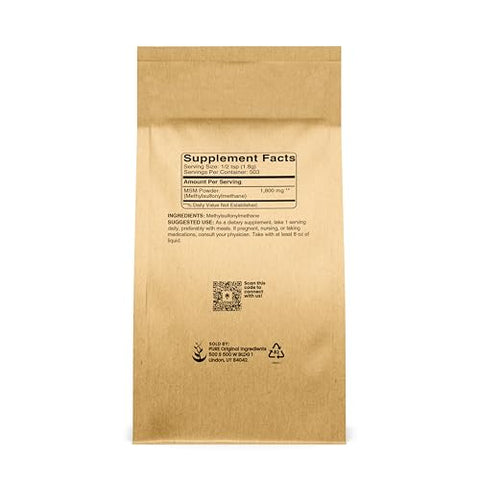 PURE ORIGINAL INGREDIENTS - Methylsulfonylmethane MSM em Pó (900g), Always Pure – Suplemento Alimentar de Enxofre Natural