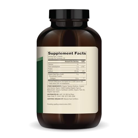 Colágeno de Caldo de Osso Orgânico, 90 Porções (270 Comprimidos), Carne Bovina Criada Organicamente em Pasto, Suplemento Alimentar, Suporta Conforto Ósseo e Articular, USDA Orgânico, Não-OGM - Dr. Mercola