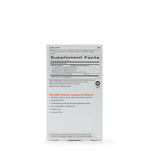 Probiotic Complex Daily Need – 60 Cápsulas, 50 Bilhões de UFCs, Suporte Diário Probiótico - GNC