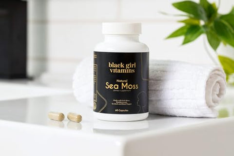 Black Girl Vitamins - Vitaminas Black Girl – Cápsulas de Sea Moss Irlandês (500 mg) para Suporte Imunológico – Sea Moss Orgânico