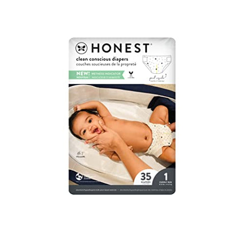 Fraldas The Honest Company, Tamanho 1, YOUNG AT HEART, Multi – Absorção Máxima, 100% Seguras e Confortáveis