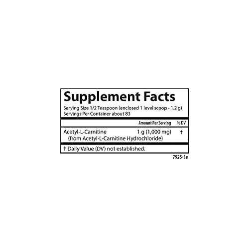 Pó de Acetil L-Carnitina, Aminoácido de Forma Livre, Saúde Cognitiva, Função Cerebral - Carlson
