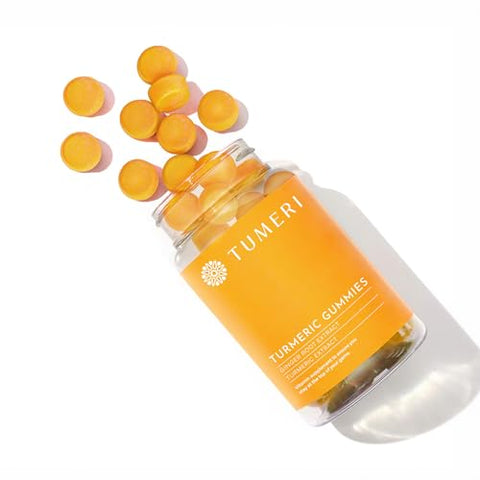 TUMERI - Gummies de Cúrcuma e Gengibre – Suporte Articular com Curcumina – 60 Unidades de Gummies Veganos com Sabor Natural de Frutas Tropicais – Embalagem com 2 Unidades