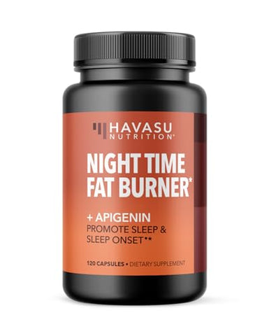 HAVASU NUTRITION - Queimador de Gordura Noturno para Homens e Mulheres – Supressor de Apetite para Perda de Peso com Suplemento de Apigenina para Suporte ao Sono – Impulsionador de Metabolismo com Apigenina 50mg – 4 Meses