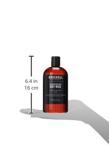 Brickell Men's Products - Gel de Banho Refrescante de Hortelã para Homens Brickell, Natural e Orgânico, Limpeza Profunda com Aloe Vera, Glicerina e Jojoba, Livre de Sulfatos