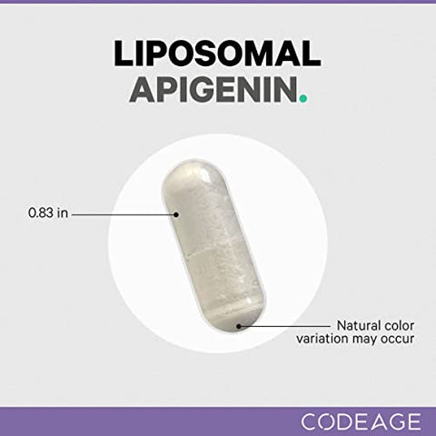 Liposomal Apigenin – Suplemento de Extrato de Camomila Flavonoide Diário, Complexo de Fosfolipídeos Lipossomais, Óleo de Girassol Não-OGM, Mistura Vegana de Fosfatidilcolina – 3 Meses de Fornecimento - Codeage
