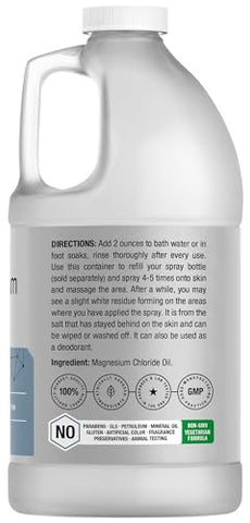 Óleo de Magnésio | 1892 ml | Grau Terapêutico | Fórmula Vegetariana, Não-OGM, Sem Glúten e Sem Parabenos | Inodoro - Horbäach