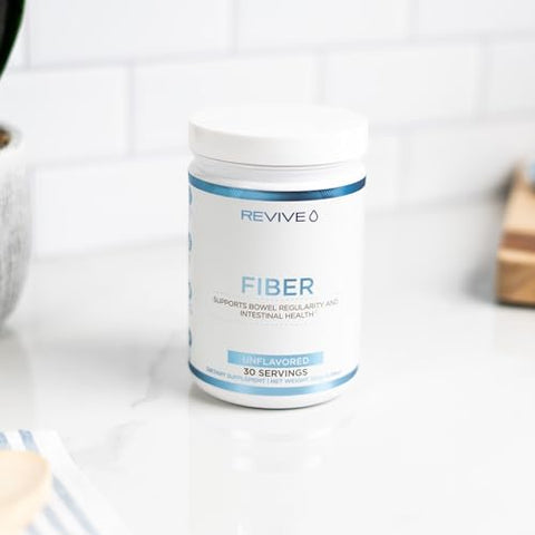 Fiber – Saúde Digestiva, Fibra, Casca de Psyllium, Farinha de Aveia – 30 Porções (30 Porções, Sem Sabor) - Revive MD