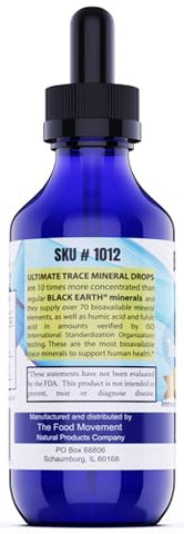 THE FOOD MOVEMENT CO. - Black Earth Ultimate Trace Minerals 10x Força, Ácido Fúlvico – 100ml