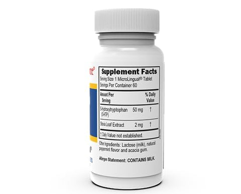 5-HTP 50 mg – Comprimidos MicroLingual de Dissolução Rápida, 60 un, Suporte Neurotransmissor, Promove Sono Repousante, Não-OGM - Superior Source