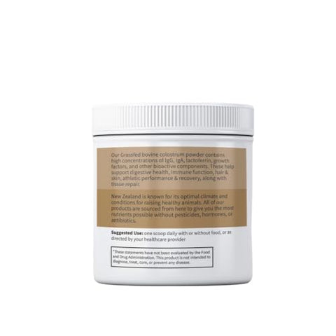 Colostro de Carne Bovina Alimentada com Capim – Suporte à Função Imunológica, Saúde Intestinal, Cabelo, Anti-Envelhecimento, Desempenho Atlético, Recuperação – 90g Pó sem Sabor, 3000mg por Porção - Primal Being