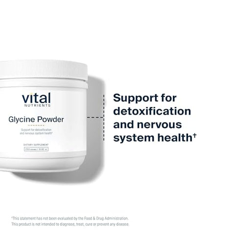 Glycine em Pó 250g | Aminoácido para Promover Sono Repousante, Alívio do Estresse, Memória e Suporte Cognitivo* | Suplemento Vegano de Glicina | Livre de Glúten, Laticínios e Soja - Vital Nutrients