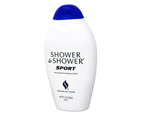 Shower To Shower - Pó Corporal Absorvente Esportivo, Frascos de 13-Ounce (Pack com 4)